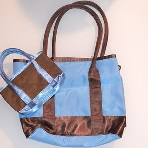Stylish Blue and Brown Tote Bag Set